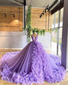 Puffy Prom Dresses, Purple Ball Gown, Prom Dress With Train, Pretty Quinceanera Dresses, Tulle Evening Dress, Unique Prom Dresses, Tulle Ball Gown, Ball Gowns Evening