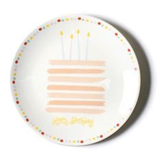 a birthday cake plate with candles on it