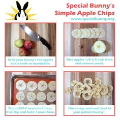 the instructions for how to make an apple chip recipe are shown in four different pictures