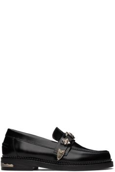 Toga Virilis: Black Leather Loafers | SSENSE Toga Virilis Shoes, Loafers Brown, Black Leather Loafers, Leather Loafers, Clothing Accessories, Black Leather, Slippers, Loafers, Perfect Clothing