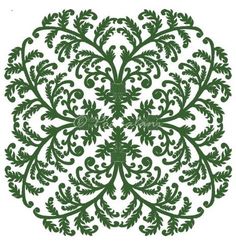 an intricately designed design in green on white