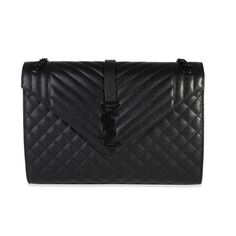 Saint Laurent So Black Mixed Matelass Grain De Poudre Large Envelope Bag 0.5lb Saint Laurent Large Envelope, Saint Laurent Bags, Envelope Bag, Limited Time, Saint Laurent, Grain, Envelope, Bag Lady, Shoulder Bag