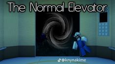 an animated image of a person in a room with a spiral door and the words, the normal elevator