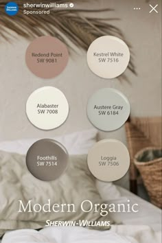 the color scheme for modern organic is shown in shades of gray, white and brown