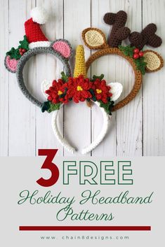 three free crochet holiday headband patterns