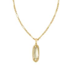 Whether you layer it or let it shine on its own, the Eva Pendant Necklace will add the perfect sparkle to your look. Chic and oh-so-versatile, you'll obsess over this necklace staple. Designer, founder, and philanthropist Kendra Scott started her company in 2002, just three months after her first son was born. Her commitment to innovation, quality, customer service, and detail has taken her from a small startup to a billion-dollar brand. Kendra Scott is known for its design and material innovation, use of color, and signature shapes. As the lifestyle brand continues to grow, Kendra and her namesake company remain true to its founding philosophy of Family, Fashion, and Philanthropy for both customers and employees. Since its beginning, the company has given back to local, national, and inte Brass Pendant Necklace, Kendra Scott Necklace, Dainty Gold Necklace, Yellow Stone, Gold Necklace Designs, Long Pendant Necklace, White Necklace, Long Pendant, Brass Pendant