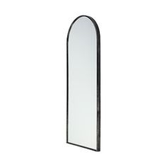 an arched mirror is shown against a white background and has black trim around the edges