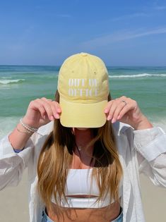 Out of Office yellow baseball hat Casual Yellow Baseball Cap For Summer, Yellow Cotton Trucker Hat, Trendy Yellow Baseball Cap With Visor, Yellow Cap For Vacation, Yellow Cotton Trucker Hat With Curved Brim, Trendy Yellow Visor Baseball Cap, Yellow Vacation Cap, Adjustable Yellow Dad Hat Visor, Trendy Adjustable Yellow Dad Hat