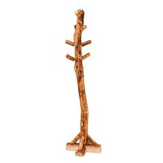 a wooden stand with three branches on it's legs and one branch sticking out from the top