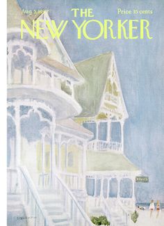 the new yorker magazine cover with an image of a house and steps leading up to it