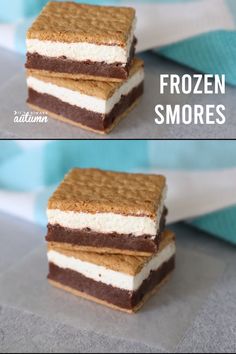 there are three different types of frozen smores on the same piece of ice cream