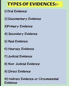 a list of different types of evidence