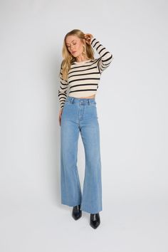 Our best-selling Devan denim jeans are back and in new colors! This high waisted, wide leg denim features a raw hemline and relaxed fit. These jeans pair well with bodysuits, crop tops, sweaters, you name it! Comes in mint, cream, olive (faded, deep green), dark green (vibrant dark green), black, chocolate brown, charc Black Chocolate, Perfect Denim, White Charcoal, Green Dark, Wide Leg Denim, Charcoal Color, Deep Green, White Denim, Black Charcoal