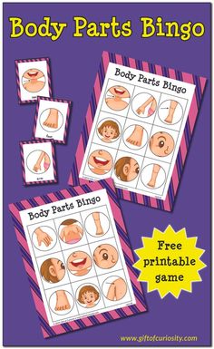 body parts bingo game for kids to play