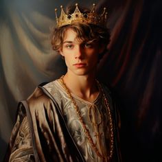 a painting of a young man wearing a crown