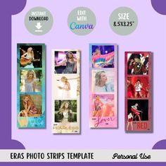 four different photos with the words, efas photo strips template for personal use