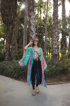 Print Kimonos, Sheer Chiffon, Tie Dye Print, Independent Designers Fashion, Kimonos, How To Feel Beautiful, Waist Tie, Handmade Natural, San Diego