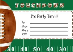 a football themed birthday party ticket