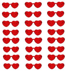 red heart shaped glasses are arranged in rows on a white background stock photo - budget conscious