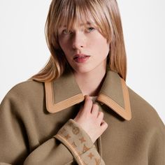 LOUIS VUITTON® - Removable Collar Double Face Coat - Dark Twine Louis Vuitton Official Website, Removable Collar, Louis Vuitton Official, Double Face, Chester, Straight Cut, Get The Look, Snap Button, Twine