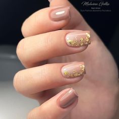 Gold Nails Short Square, Neutral Pedicure Ideas, Ballet Nails, Square Nail Designs, Beige Nails, Casual Nails, Pretty Nail Art Designs, Foil Nails