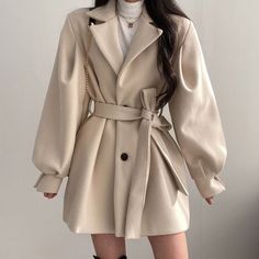 Woolen Coat Woman, Elegant Coats, Turndown Collar, Woolen Coat, Coat Design, Winter Jackets Women, Solid Clothes, Winter Coats Women, Korean Outfits