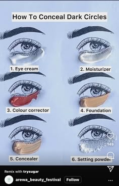 Make Up Tips And Tricks Hacks, How To Color Correct Makeup, Circle Face Makeup, Makeup For Dark Circles, Color Corrector For Dark Circles, Dark Circles Makeup, Beginners Eye Makeup