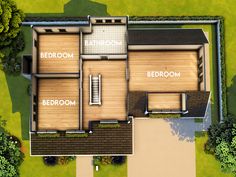 an aerial view of a house with three bedroom and two bathrooms on the second floor