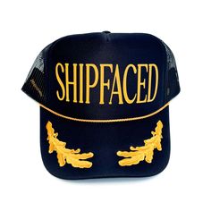 Shipfaced Trucker Hat - Etsy Gold Trucker Hat For Streetwear, Adjustable Gold Trucker Hat For Streetwear, Gold Snapback Trucker Hat For Streetwear, Gold Snapback Trucker Hat, Trucker Hats, Trucker Cap, Caps Hats, Trucker Hat, Accessories Hats