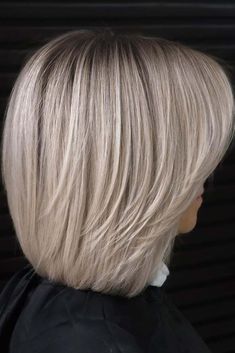 Blonde Lob With Bangs, Medium Haircuts For Women, Front Layers, Blonde Lob, Womens Haircuts Medium, Medium Haircuts, Ice Blonde, Medium Layered Haircuts, Layered Bob Hairstyles