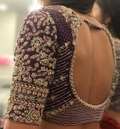 Purple Blouse Designs For Saree Bridal, Maggam Work With Thread, Silver Jardoshi Work, Jardoshi Work Lehenga, Zardosi Blouse Designs Hand Embroidery, Designer Blouse Work Designs, Jardoshi Work Blouse Bridal, Blouse With Embroidery Work, Blouse Designs Zardosi Work