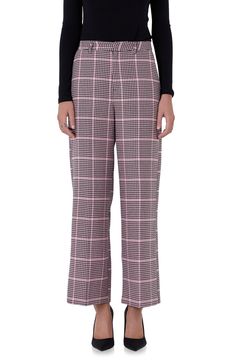 A cheery shade of pink updates the houndstooth check of high-waist pants that exemplify a softer approach to corner-office attire. 60% polyester, 40% rayon Hand wash, dry flat Imported Pink Pants For Office In Fall, Pink Office Pants For Fall, Houndstooth Pattern Pants For Workwear, Pink Fall Workwear Pants, Straight Pants With Houndstooth Pattern For Workwear, Straight Houndstooth Pants For Workwear, Spring Office Pants With Houndstooth Pattern, Houndstooth High-waisted Pants For Work, Chic Plaid Houndstooth Pants