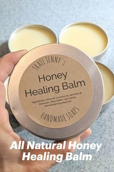 "I can’t live without this nourishing balm. Its like magic." ~Katrina ⭐⭐⭐⭐⭐ Do you have rough, dry skin? Honey Healing Balm to the rescue! Honey Healing Balm is a rich lotion made with Coconut Oil, Olive Oil, Almond Oil, Beeswax, Shea Butter, and Raw Honey. It is an ultra thick balm meant for very dry skin. Beeswax Lotion, Natural Honey, To The Rescue, Handmade Soaps, Natural Soap, Almond Oil