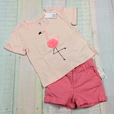 This Is A Very Cute Outfit For A Girl. The Shirt Is Done In Pink With A Flamingo On The Chest With Pink Tulle Detail. The Shorts Are A Pink High Stretch Denim. New With Tags. Gap Cotton Summer Sets, Casual Gap Sets For Spring, Playful Gap Summer Tops, Playful Summer Tops By Gap, Playful Gap Tops For Summer, Playful Summer Tops From Gap, Casual Gap Playwear Sets, Gap Casual Playwear Sets, Summer Casual Sets By Gap