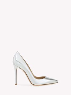 Luxury Pointed Heels With 4-inch Heel, Classic Silver Heels With 4-inch Heel, Elegant Pointed Court Shoes With 4-inch Heel, Classic Silver High Heels, Luxury Fitted Pointed Heels, Luxury Pointed Toe Heels For Gala, Luxury Pointed Heels For Party, Luxury Fitted 4-inch Heels, Luxury Heels With Sculpted Heel And Pointed Toe