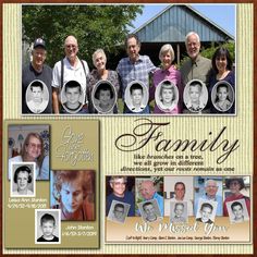 an old family photo is shown with the names and pictures on it's side