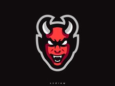 an angry bull with horns and fangs on it's face, in the dark