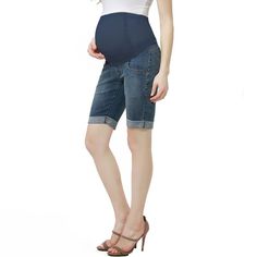 The full belly panel makes these maternity Pokkari jean shorts a cute, casual choice. The full belly panel makes these maternity Pokkari jean shorts a cute, casual choice. Traditional 5-pocket Contoured panels Supersoft, ultra-stretch denim construction Cuffed hemsFIT & SIZING 9-in. inseam Full belly panel Regular fitFABRIC & CARE Cotton, polyester, rayon, spandex Machine wash Imported Size: S-Mat. Color: Navy. Gender: female. Age Group: adult. Material: Cotton Blend. Stretch Denim, Gender Female, Jean Shorts, Age Group, Cotton Blend, Spandex, Navy, Color, Denim Shorts