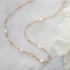 -18kt gold vermeil -16” with 2'' extender -natural freshwater pearls Simplistic Jewelry, Silver Jewelry Necklace, Classic Necklace, Necklace Pearl, Delicate Chain, Pearl Choker, Moon Stone, Piercing Jewelry, Gold Beads