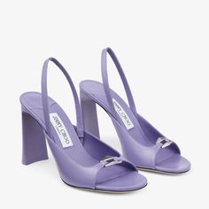 $895 Purple Sandals, Latest Sandal, White Sandals Heels, Jimmy Choo Heels, Leather Heels Sandals, Sneaker Dress Shoes, Slingback Sandals, Patent Leather Heels, Van Cleef Arpels