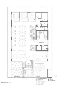 the floor plan for an office building with two floors and three levels, including a second level