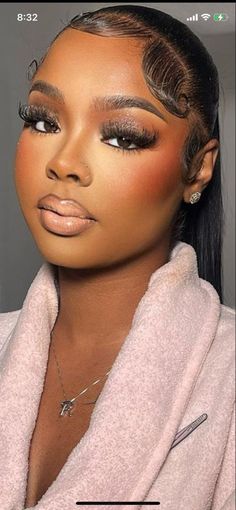 Soft Glam Makeup Black Women Uk, Soft Glam Looks Black Women, Make Up Looks For Black Women, Pink Eyeshadow Looks Black Women, Nude Makeup Black Women, Lip Combo Makeup, Makeup Soft Glam