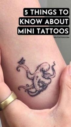 a woman's arm with the words 5 things to know about mini tattoos