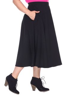 This adorable skirt will be your new go-to item all year round! Featuring textured Liverpool fabric, you will be sure to draw everyone's attention. This Plus 'Tasmin' Flare Midi Skirt sits comfortably on the waist, with its elastic waistband and flares out to create a feminine look. With 2 front pockets, this skirt is both stylish and functional. It pairs well with any top so it's perfect for any occasion! Skirt Details: Flower Print Textured Fabric Flared Midi Length Elastic Waistband Two Front Chic Solid Color Knee-length Skirt, Solid Stretch Flared Skirt, Chic Solid Knee-length Skirt, Chic Solid Color Relaxed Skirt, Chic Relaxed Fit Solid Color Skirt, Chic Pleated Skirt In Solid Color, Chic Flowy Skirt In Solid Color, Stretch Solid Color Skirt, Relaxed Fit Solid Color Fall Skirt