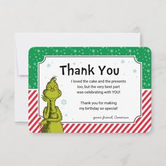 a thank card with the cat in the hat on it