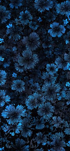 the blue flowers are all over the black ground, and it is hard to tell what color they are