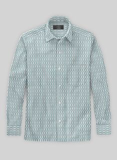 Looking for a stylish addition to your wardrobe? Check out our Italian Catena Turquoise Blue Summer Linen Shirt. This shirt, expertly woven from a mix of cotton and linen, features a vibrant blue pattern on a white background, infusing a sense of playfulness and intrigue into your style collection.  Whether you want to wear it for casual evening outings or leisurely brunches, this soothing shirt is the perfect choice to elevate both your style and comfort.    Click 'Customize Now' to modify the look if needed.    Pamper yourself, get this shirt made exclusively for you now! Summer Linen Shirt, Casual Evening, Summer Linen, Blue Pattern, Turquoise Blue, Linen Shirt, Turquoise, Wardrobe, Blue