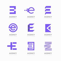 some type of logos that are purple and white