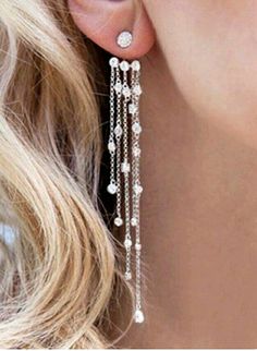 Rhinestone Tassel Earrings, Diamond Earrings Design, Prom Jewelry, Party Earrings, Black Chandelier, Women Diamond, Long Style, Unique Earrings, Tassel Earrings