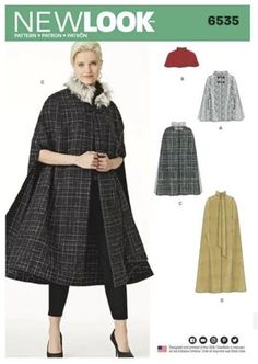 a women's cape and coat sewing pattern from the new look book 6535